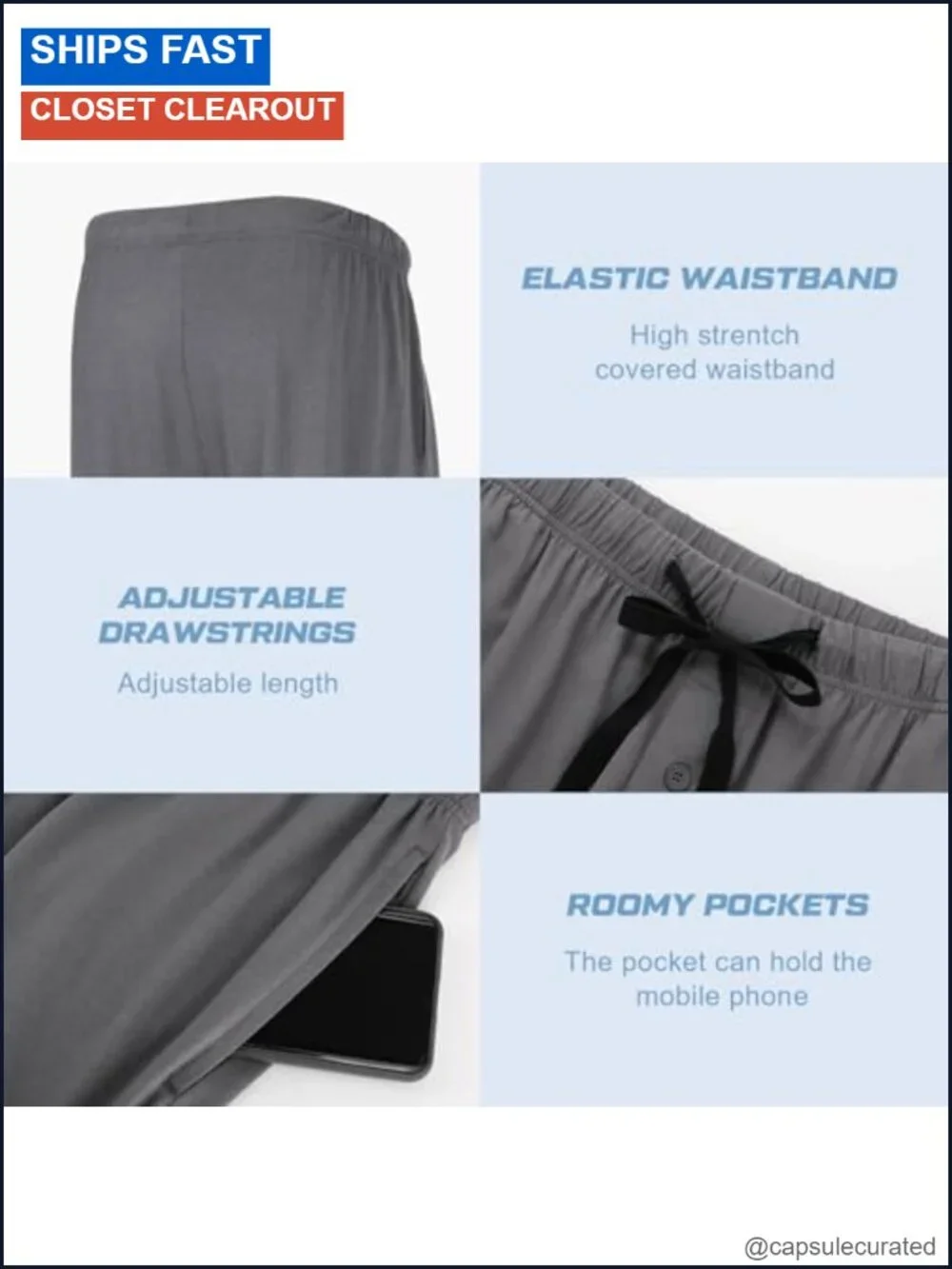 Men's Bamboo Pajama Pants with Pockets